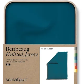 schlafgut Knitted Jersey Bettwäsche 135x200 cm Bio-Baumwolle, Petrol Deep