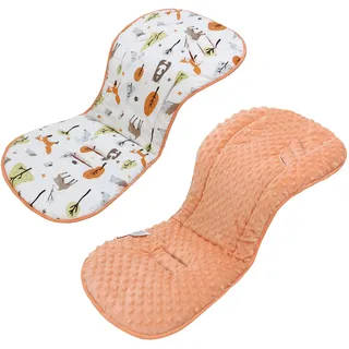 LAT Sitzauflagen für Kinderwagen, Doppelseitige Universal Kinderwagen Einlage für Babyschale Buggy Autositz, Weich & Atmungsaktiv Sitzeinlage für Kinderwagen für Babys & Kleinkinder (Fuchs Orange)