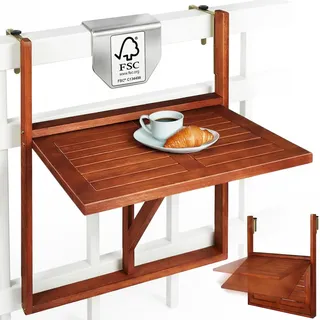 CASARIA Balkonhängetisch 65 x 45 x 87 cm braun klappbar