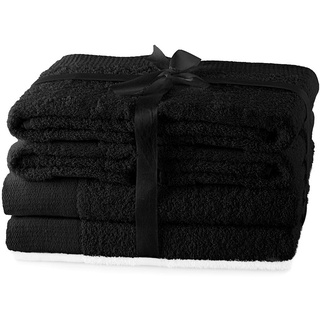 AmeliaHome Handtuch Set Schwarz 4 Handtücher 50x100 cm und 2 Duschtücher 70x140 cm 100% Baumwolle Qualität Saugfähig Amari