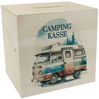 Campingwagen Spardose aus Holz mit Spruch Campingkasse Wohnwagen Camper Perfekt für Reisen Urlaub Ideal Zur Caravan-Campingplatz Geldgeschenk