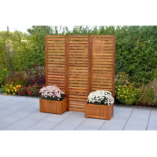 Merxx Sichtschutz Blumenkästen Akazienholz geölt 2er Set