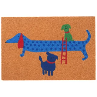 Relaxdays Kokos Fußmatte Tiere 60x40 cm Dunkelblau,Hellblau,Hellbraun