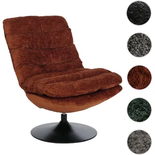 Loungesessel HWC-Q29, Cocktail-/Polster-/Relaxsessel Sessel drehbar Stoff Chenille (470g/m2) Öko-Tex Stahl ~ terrakotta