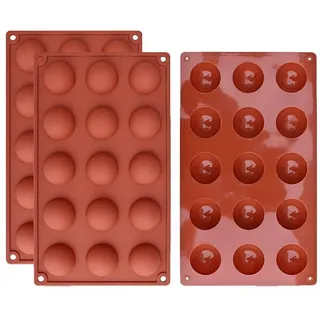 Lubgitsr Schokoladenform 3 Stück Halbkugel-Silikonform mit 15 Vertiefungen, Backform, (3-tlg) rot