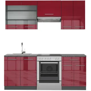 Vicco Küchenzeile Fame-Line 200 cm bordeaux hochglanz