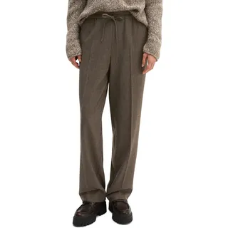 Schlupfhose MARC O'POLO "relaxed aus recyceltem Polyester-Viskose-Mix", Damen, Gr. 38, N-Gr, braun (schwarz braun), Twill, Obermaterial: 63% Polyester, 34% Viskose, 3% Elasthan, relaxed fit lang, Hosen Schlupfhose, Glencheck, Pull-on