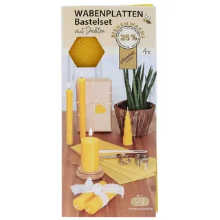 Stumpenkerzen Wabenplatten Bienenwachs Bastelset mit Docht, 4er-Pack