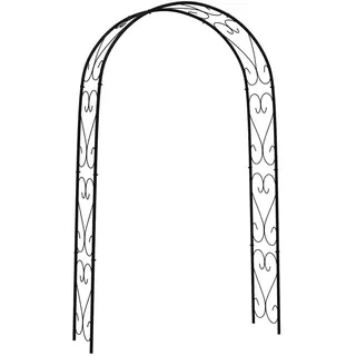 Outsunny Rosenbogen, Torbogen aus Stahl, Gartenbogen für Kletterpflanzen, 125 x 37 x 230 cm Rankhilfe, Gartendekoration, Schwarz