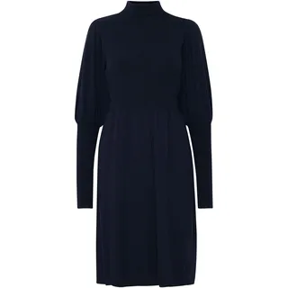 Fransa FRDEDINA Damen, Kleid Strickkleid Feinstrickkleid Midikleid mit Puffärmeln in blau | Gr.: L