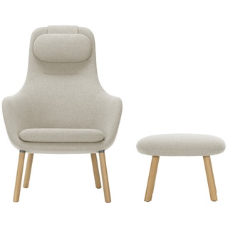 Vitra Sessel und Hocker HAL Lounge Chair und Ottoman Stoff crème orange, Designer Jasper Morrison, 104/38x73/54.5x78.5/43.5 cm