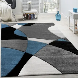 Paco Home Diamond 664 Kurzflorteppich 80 x 150 cm Blau