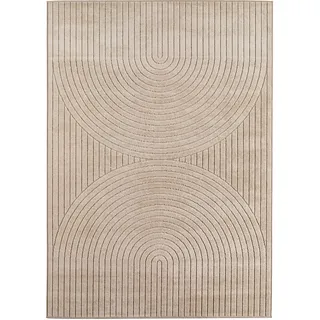 Carpetsale24 Kurzflor Teppich 280x370 cm XXL Beige Wohnzimmer, Schlafzimmer, Küche, Skandinavisch Boho Motiv, für Outdoor Bereich geeignet