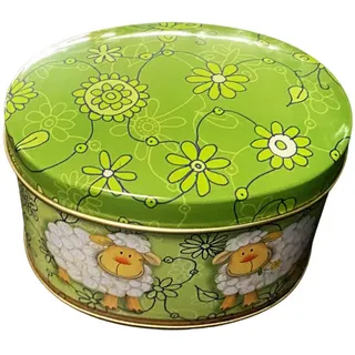 Rungassi Vorratsdose 2x Dose Geschenkdose Motiv Schafe und Blumen Grün Oval Metall grün