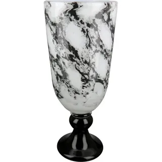 Casablanca by Gilde Tischvase Pokal Vase Trophy, mit Marmorfinish (1 St), dekorative Vase aus Glas, Blumenvase schwarz Ø 13 cm x 31 cm