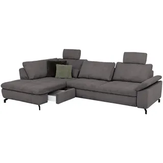 Beldomo Style Ecksofa Sense, Anthrazit, Textil, 3-Sitzer, Ottomane links, Eckteil, L-Form, 291x197 cm, Goldenes M, Typenauswahl, Fußauswahl, Stoffauswahl, seitenverkehrt erhältlich, individuell planbar, Wohnzimmer, Sofas & Couches, Wohnlandschaften, Ecksofas