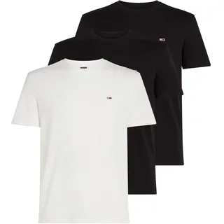 T-Shirt TOMMY JEANS "TJM XSLIM 3 PACK TEE", Herren, Gr. XXL, ecru, schwarz, schwarz, Single Jersey, Obermaterial: 100% Baumwolle, casual, slim fit, Rundhals, Kurzarm, Shirts