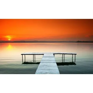 Fototapete PAPERMOON "Sonnenuntergang am Plattensee", bunt, B:2,5m L:1,86m, Vlies, Tapeten