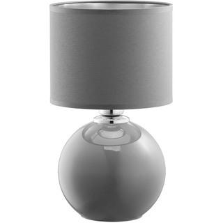 Tischleuchte Grau E27 36 cm Stoff Glas Modern Nachttischlampe Schlafzimmer Tischlampe Wohnzimmer