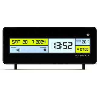 NEWGATE® Futurama Moderner LCD-Wecker – Nachttischuhr – Schreibtischuhr – Digitalwecker – Schlafzimmerzubehör – LCD-Display – Bürouhr – 12/24-Stunden-Anzeige – Schwarz