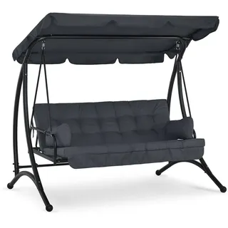 M MCombo 3-Sitzer Hollywoodschaukel mit Liegefunktion, mit Extradickem Sitzkissen & Sonnendach, Schaukelbank Outdoor Wetterfest 4095 (grau) - Grau