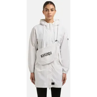 khujo Damen lange Übergangsjacke ultraleichter Kurzmantel mit 2-Wege-Reißverschluss und Umhängetasche Ameti Offwhite Gr. L - L
