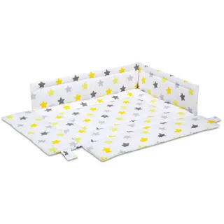 FabiMax Laufgittereinlage 75x100 cm, mit Seitenschutz, mit Klettverschluss befestigt gelb|grau