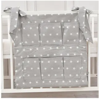 Baby-Delux Betttasche Aufbewahrungstasche Baby (1-tlg), Betttasche Babybetttasche Spielzeugtasche Organizer für Babybett grau|weiß