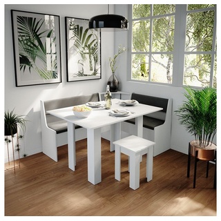 Vicco Sitzbank Küchenbank ROMAN 107 cm mit Truhe Weiß weiß