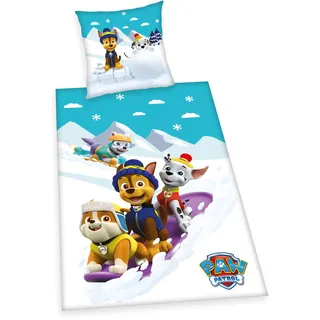 Herding PAW PATROL Bettwäsche-Set, Wendemotiv, Bettbezug 140 x 200 cm, Kopfkissenbezug 70 x 90 cm, Flanell/Biber