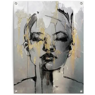 Poster REINDERS "Goldenes Gesicht", gold (farbe bild(er): gold), B:60cm H:80cm T:0,1cm, Leinwand, Bilder, Poster, Outdoor für Garten oder Balkon