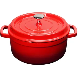 LIYGAOF Emaille Brotbacktopf Schmortopf mit Deckel Topf, Rot, 4.75L