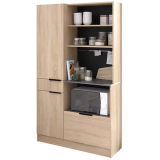 Parisot Küchenbuffet Revin (Küchenschrank in Eiche mit grau, 100 x 186 cm) mit viel Stauraum beige