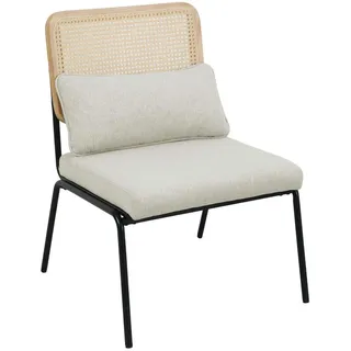 Svita Loungesessel Rattansessel Retrosessel Rattan vintage Creme Holz, 1-Sitzer, 61x88x52 cm, Wohnzimmer, Sessel, Polstersessel