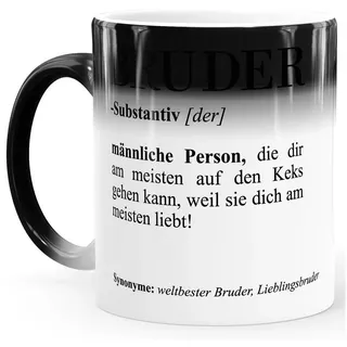MoonWorks Tasse Zaubertasse Farbwechsel Tasse Geschenk Mama Papa Schwester Bruder, Keramik weiß