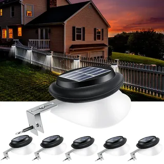 Solarlampen für Außen, AGOTD dachrinnen solarleuchten, 100LM IP55 Weiße Solar Gartenbeleuchtung Zaunlicht, Wegeleuchten Außen solarleuchte für Zaun, Patio, Gehwege, Hof, Garage, Eave, 6 Stück
