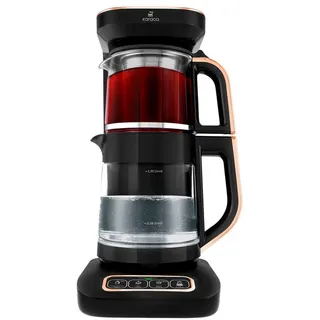 Karaca Wasserkocher Karaca Robotea Pro 4in1 Teekocher + Kaffeemaschine,Glas Schwarz Kupfer, 2500 W schwarz