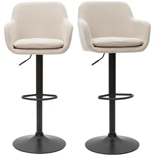 miliboo Barhocker höhenverstellbar 2er Set  beige