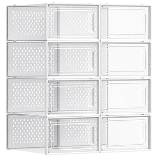 Songmics Schuhbox 31,2 x 22,5 x 13,5 cm 8-tlg. transparent/weiß