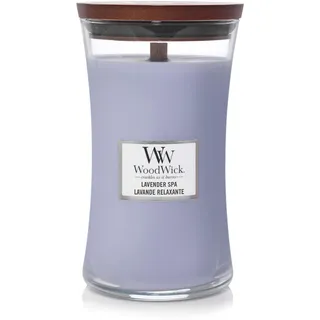 WoodWick Große Sanduhr-Duftkerze | Lavender Spa | mit knisterndem Docht | Brenndauer: bis zu 130 Stunden
