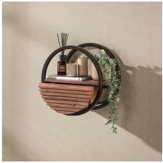 Sitheim-Europe Wandregal WANDREGAL CIRCULAR MIT SCHUBLADE – MASSIV AKAZIE BRAUN, 1-tlg. braun 40 cm x 40 cm x 25 cm