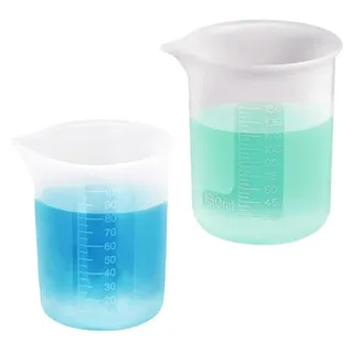 Silikon Messbecher 2er Set 100ml + 150ml mit Skala, Waschmittel Dosierhilfe