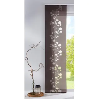 Gardinenbox Moderner Flächenvorhang Schiebegardine aus hochwertigem Ausbrenner-Stoff mit Klettband, Braun Leaf, 1 Stück 245x60 (HxB), 856100