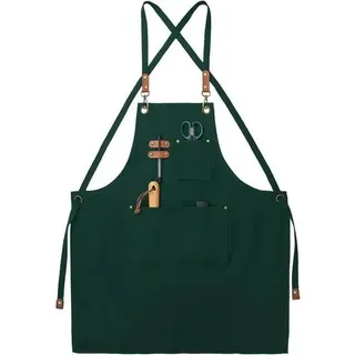 Schürzen Canvas Kochschürzen Arbeitsschürzen Taschen Küche Grün