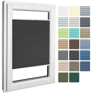Home-Vision Premium Plissee zum Anschrauben in der Glasleiste (Schwarz B45cm x H100cm) Blickdichtes Fensterrollo mit Halterungen zum Bohren Sonnenschutz Jalousie für Fenster & Türen