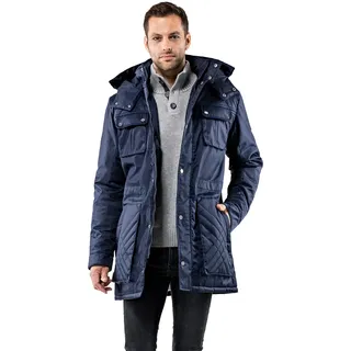 Vincenzo Boretti Herren Winter-Jacke dick warm gefüttert Parka kuschelig sportlich elegant Winter-Mantel slim-fit tailliert lang für Outdoor Business mit Steh-Kragen und Kapuze - M