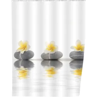 Wenko Duschvorhang Stones with Flower 180 x 200 cm mehrfarbig