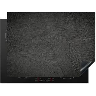 KitchenYeah© Herdabdeckplatte Einteilig Küche Herdabdeckung Induktionsfeld Ceranfeld Herdabdeckplatten Vinyl Matte Aufrollbar Beton - Schwarz - Grau - Massiv - Industrial - 71x52 cm