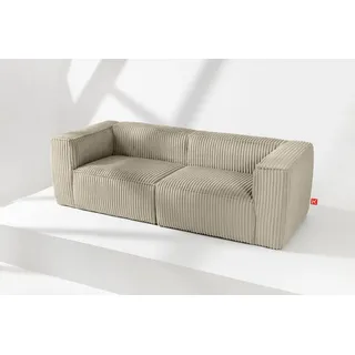 Konsimo Ferox Modernes Sofa 3 Sitzer Aus Breitem Cordstoff, Beige - Konsimo