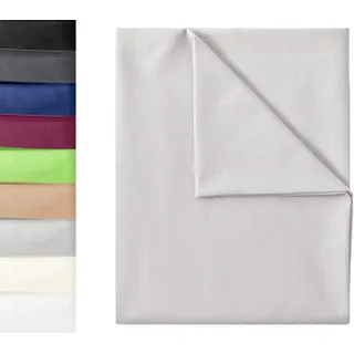Green Mark Textilien Klassische Bettlaken | Betttuch | Laken | Leintuch | Haustuch 100% Baumwolle ohne Gummizug vielen Größen und Farben Größe: 180x275 cm, Silber gra
